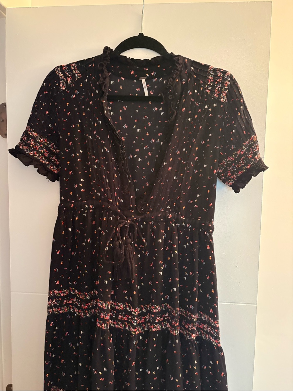 Free People Floral Tie-Waist Midi Dress